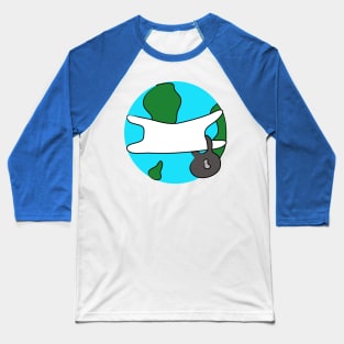 Planet Earth is quarantined in a Mask. Comic concept. Symbolism. Covid 19. Pandemic. Medicine and healthcare Baseball T-Shirt